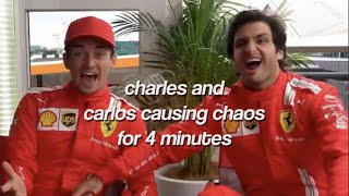 charles leclerc and carlos sainz being chaotic for 4 minutes