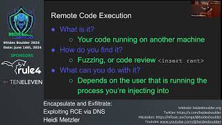 BSidesBoulder 2024  - Encapsulate and Exfiltrate: Exploiting RCE via DNS