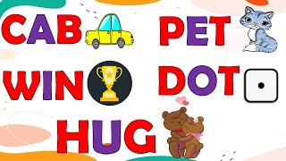 Three Letter Words Phonics || A E I O U - Three Letter Words with Pictures