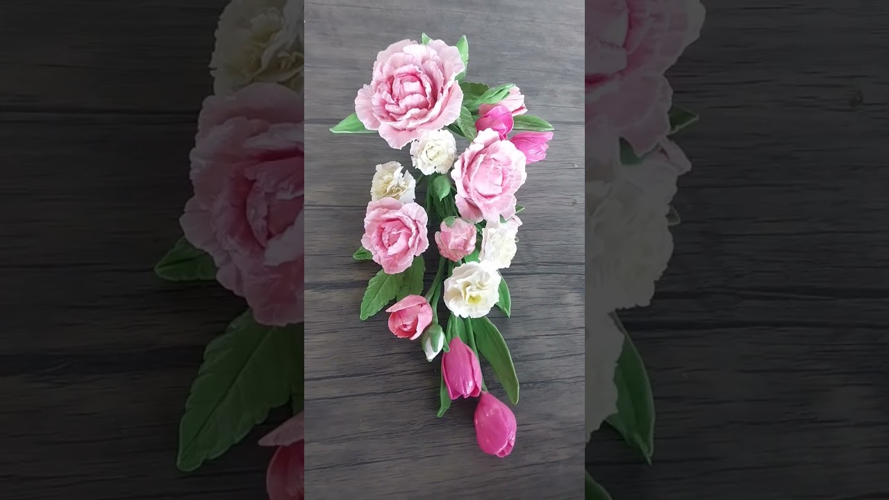 air dry clay flowers peonies, carnation, tulips 