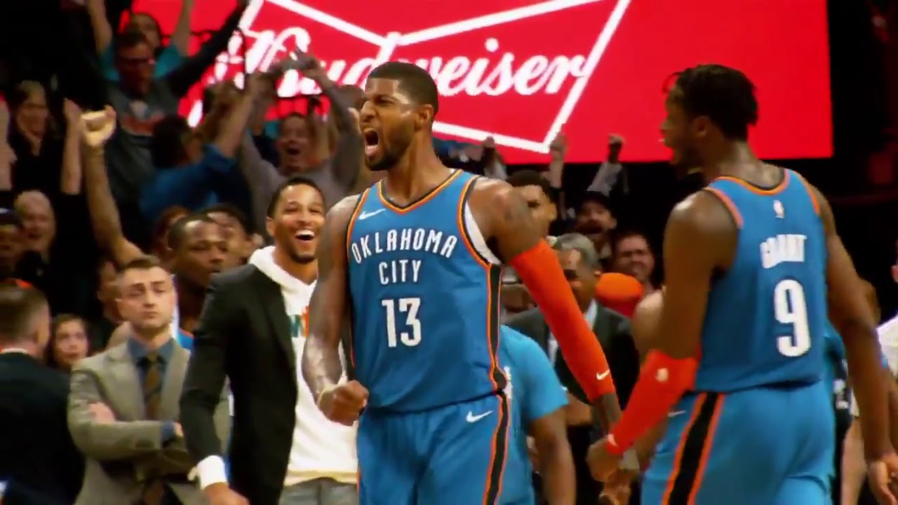 Epic slow motion camera of Paul George's game winner against the Jazz! Thunder vs Jazz