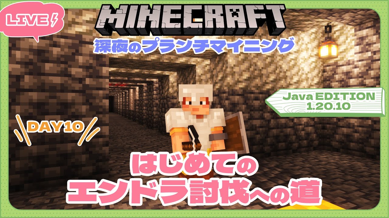 【Minecraft / マインクラフト】はじめてのエンドラ討伐への道 DAY10 『深夜のブランチマイニング』- Java EDITION ...
