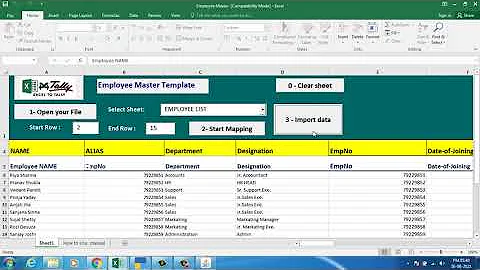 Excel to tally import payroll data, Excel to tally import employee masters data from Excel to tally