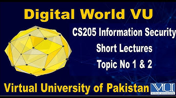 CS205 Information Security Short Lectures Topic No 1 & 2