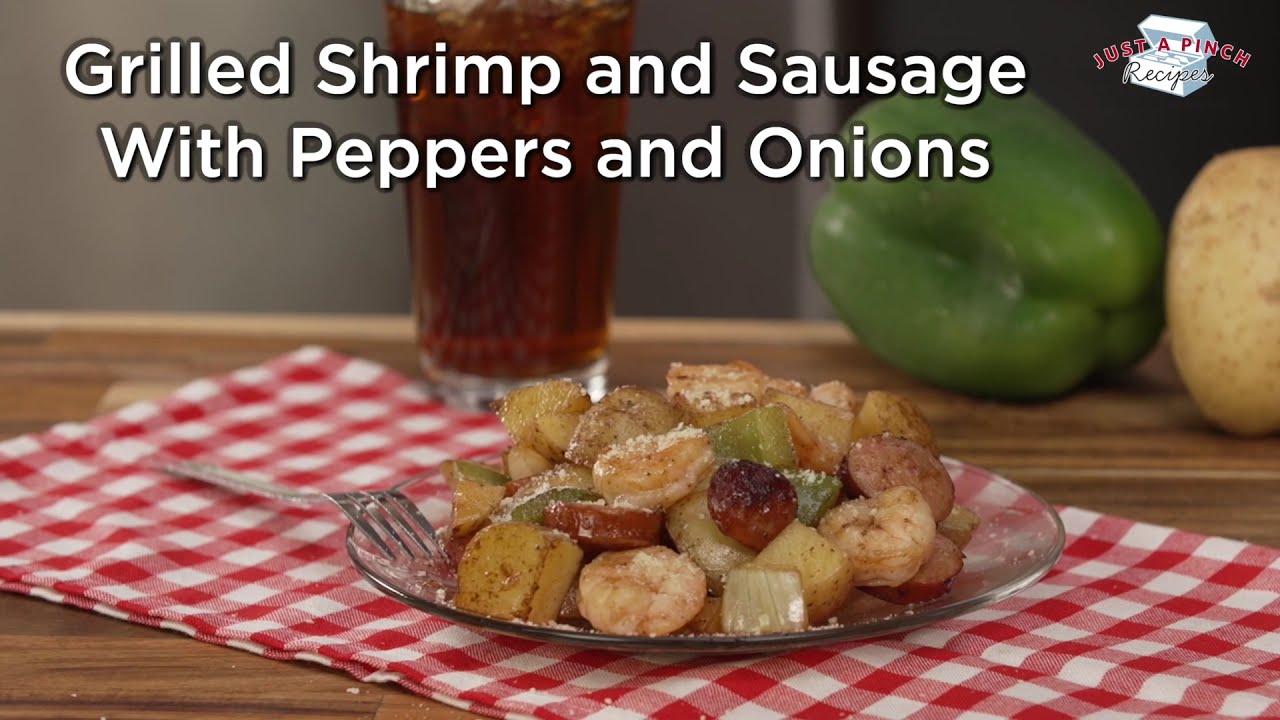 Grilled Sausage with Marinated Shrimp, Peppers and Onions Recipe