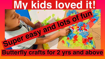 Butterfly craft for toddlers and kids. Super easy but a lot of fun, colorful and engaging activity.