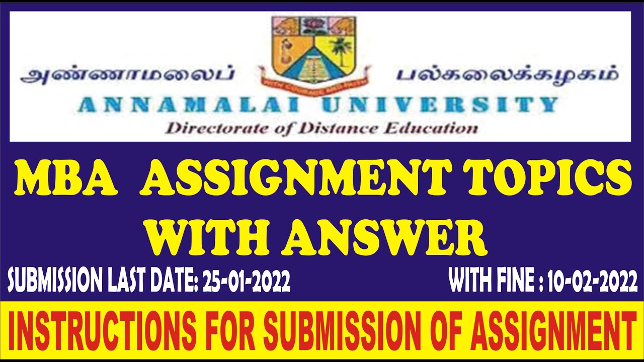 annamalai university mba assignment answers