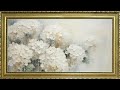 White hydrangea floral tv art screensaver wallpaper background vintage frame samsung tv oil painting