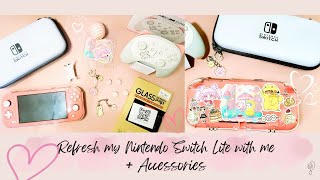 Refresh my Nintendo Switch Lite with me + Accessories (Sakura and Cat Theme) | PoppyMilk