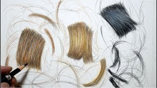 色鉛筆の塗り方 リアルな髪の毛の描き方 Draw Realistic Hair Youtube