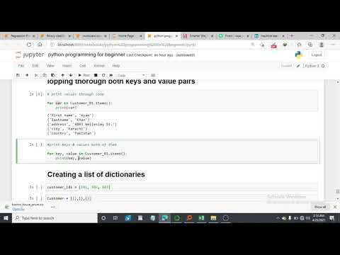 22 python tutorial | Key-Value by loop in python dictionary | key & value in dictionary | in hindi