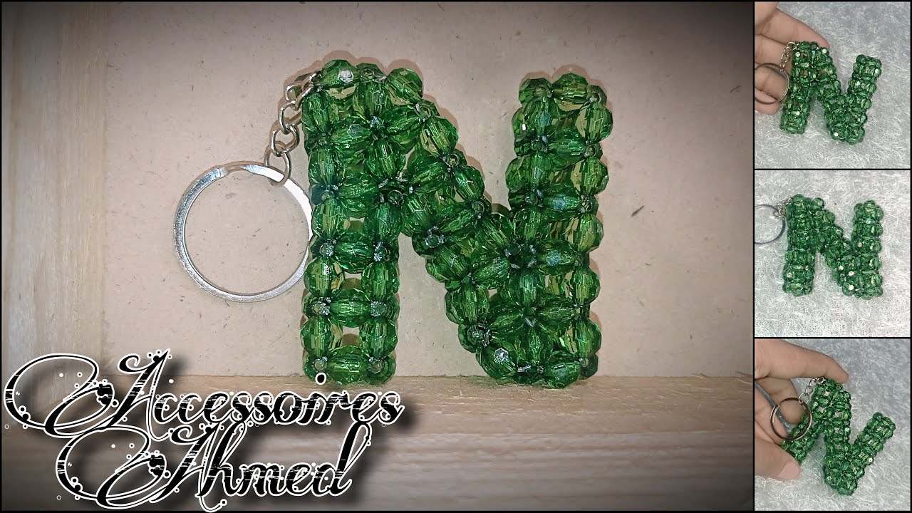 خطوات عمل حرف N بالخرز الكريستال تحفه 😱🖤