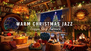 Warm Christmas Jazz Instrumental Music in Cozy Christmas Coffee Shop Ambience with Fireplace Sounds