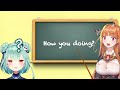 Kiryu Coco teaches Uruha Rushia an Actual Normal English Greeting