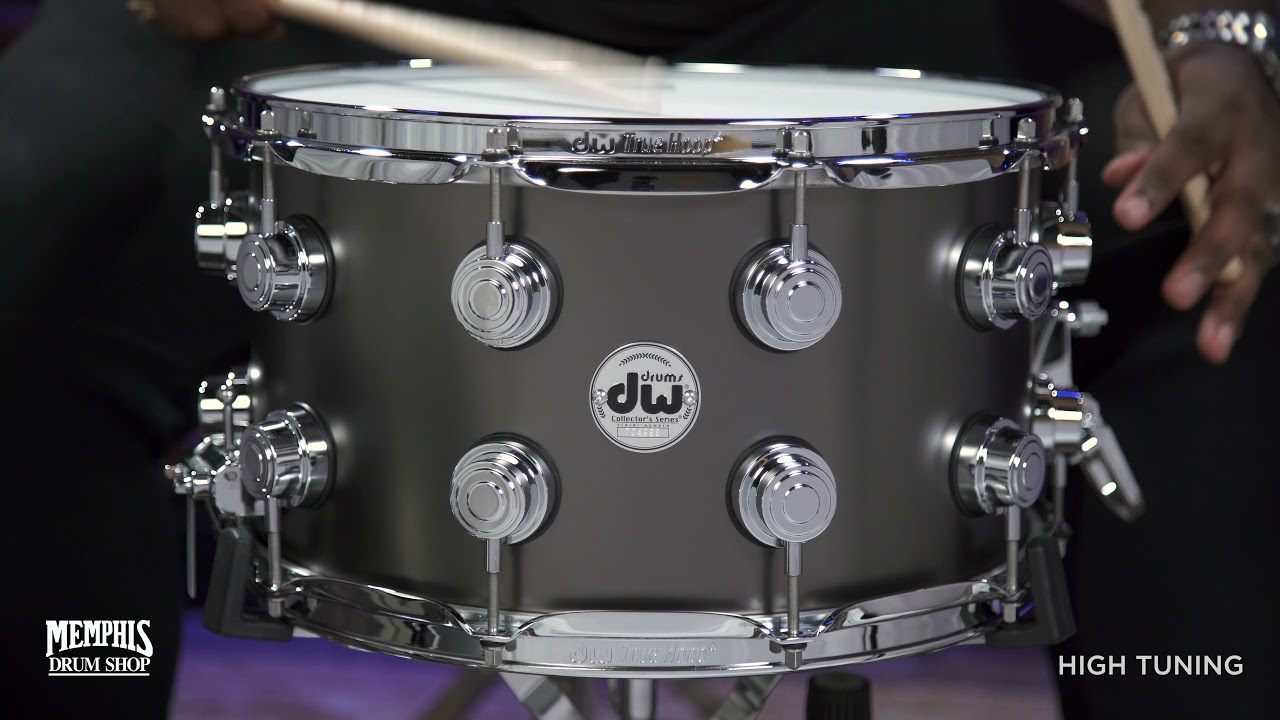 DW 14x8 Collector's Series Brass Snare Drum Satin Black (DRVD0814SVCBK) YouTube