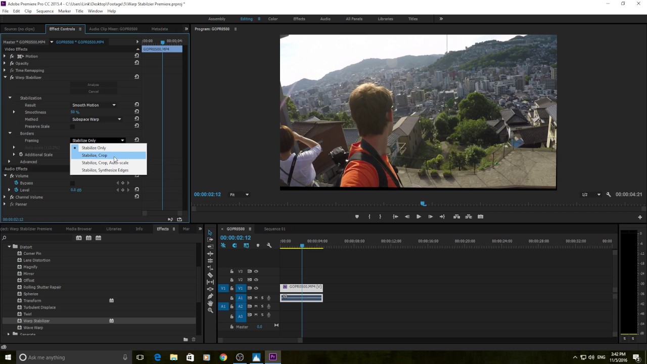 premiere pro cc warp stabilizer not analyzing