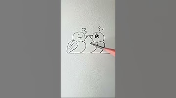 Two Birds In Love Drawing Step By Step Easy | Two Parrots In Love Drawing Easy | 123 go
