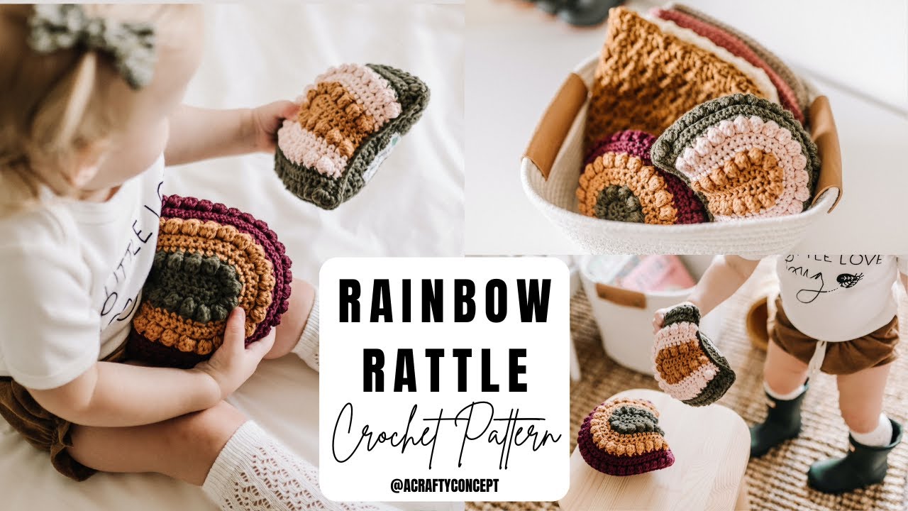 How To Crochet A Rainbow Baby Rattle Free Crochet Pattern YouTube
