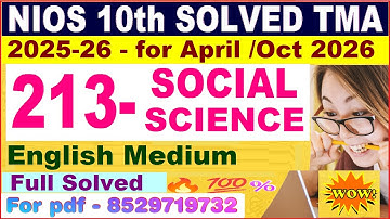Nios Social Science 213 TMA solved 2025-26 in English | class 10 Social Science solved assignment