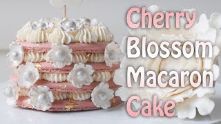 How to Assemble a Big Cherry Blossom Macaron Cake with Template