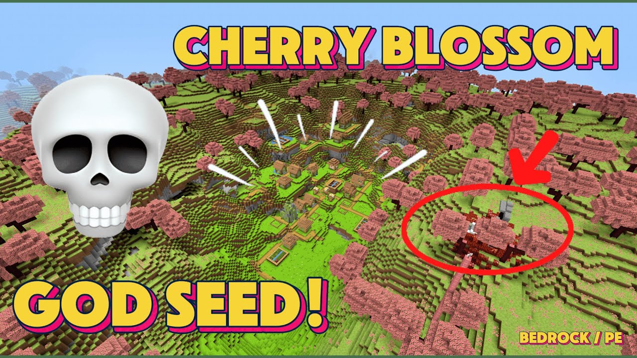 🔥[GOD SEED] CHERRY BLOSSOM VILLAGE Minecraft 1.21.60 Bedrock *minecraft ...