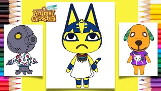 Animal Crossing New Horizons Coloring Pages | Ankha, Cephalobot & Biskit | Tablet Coloring