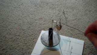 My home made paperclip trebuchet launches a small rock at a water bottle. Terrible videography and a total miss I know, but it