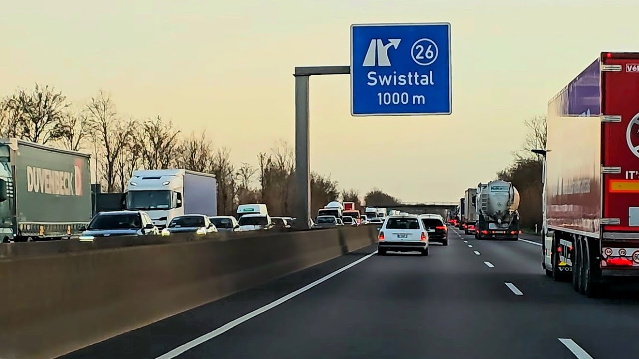 Evening Rush Hour Slow Moving Traffic On The Autobahn Germany 