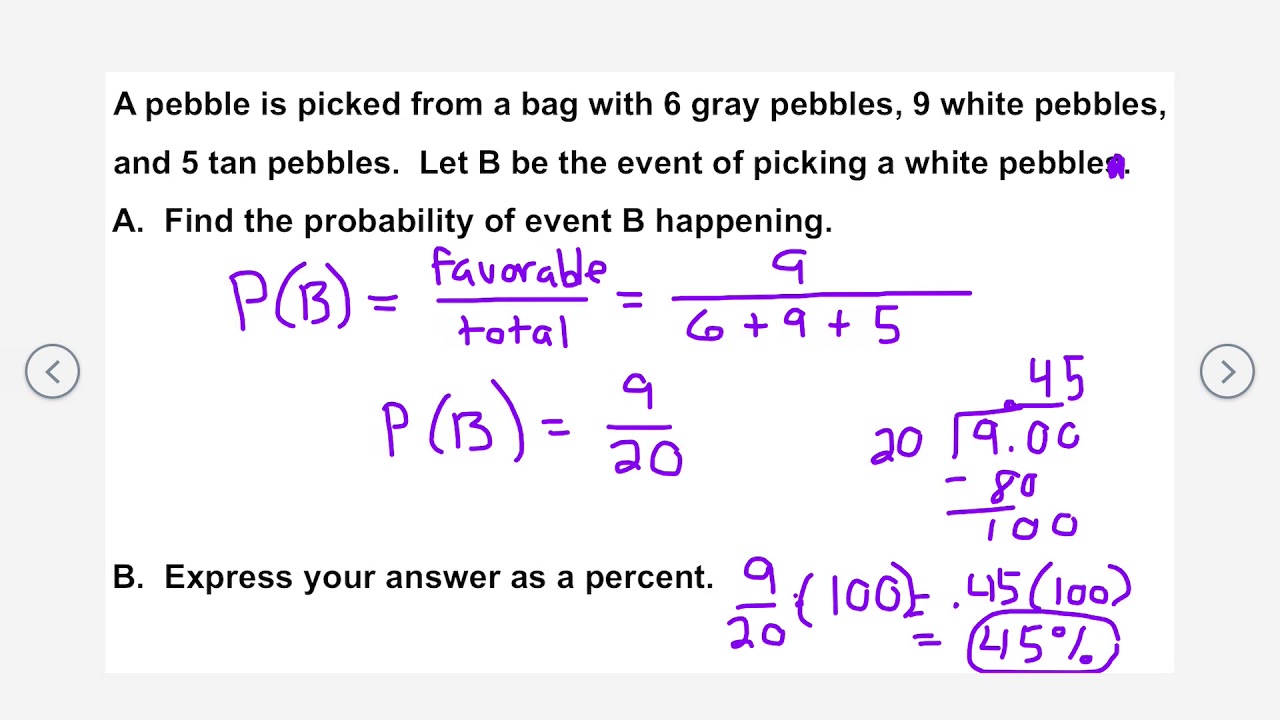 7th Grade Math Lesson 10.2 More Probability - YouTube