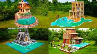 Amazing! Build Top 4 Villa House, Water Slide & Swimming Pool For Entertainment Place In The Forest