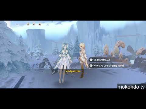 GENSHIN IMPACT 7.1 - VODYANITSA is singing on the roof of the restaurant CUTSCENE