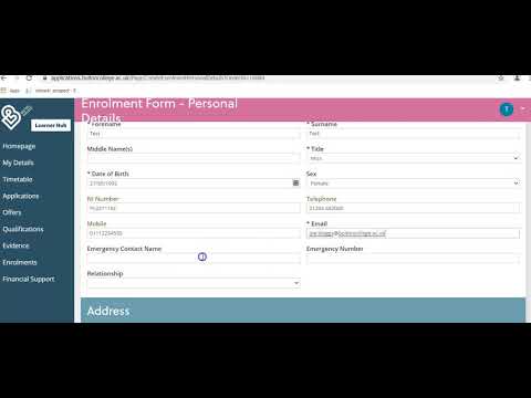 Learner Hub Enrolment : Personal Details