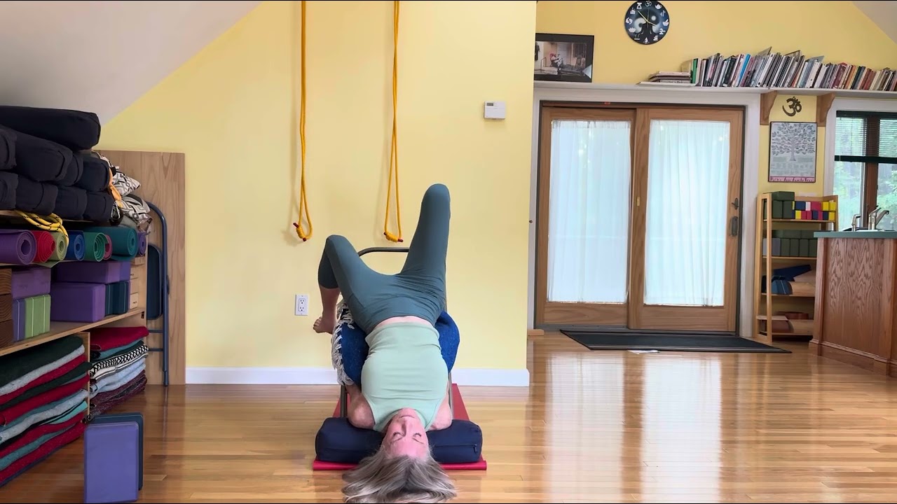 Parsva Sarvangasana variation using a chair