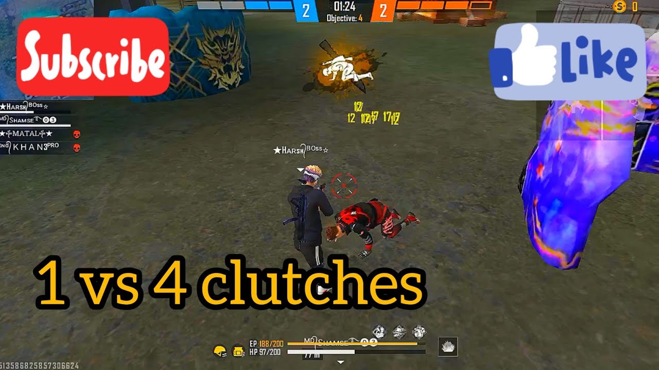 Best 1vs4 clutches in CS ranked Garena Free Fire - YouTube