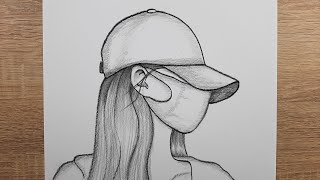 Kolay Adım Adım Şapkalı Kız Çizimi Karakalem Kız Resmi Nasıl Çizilir