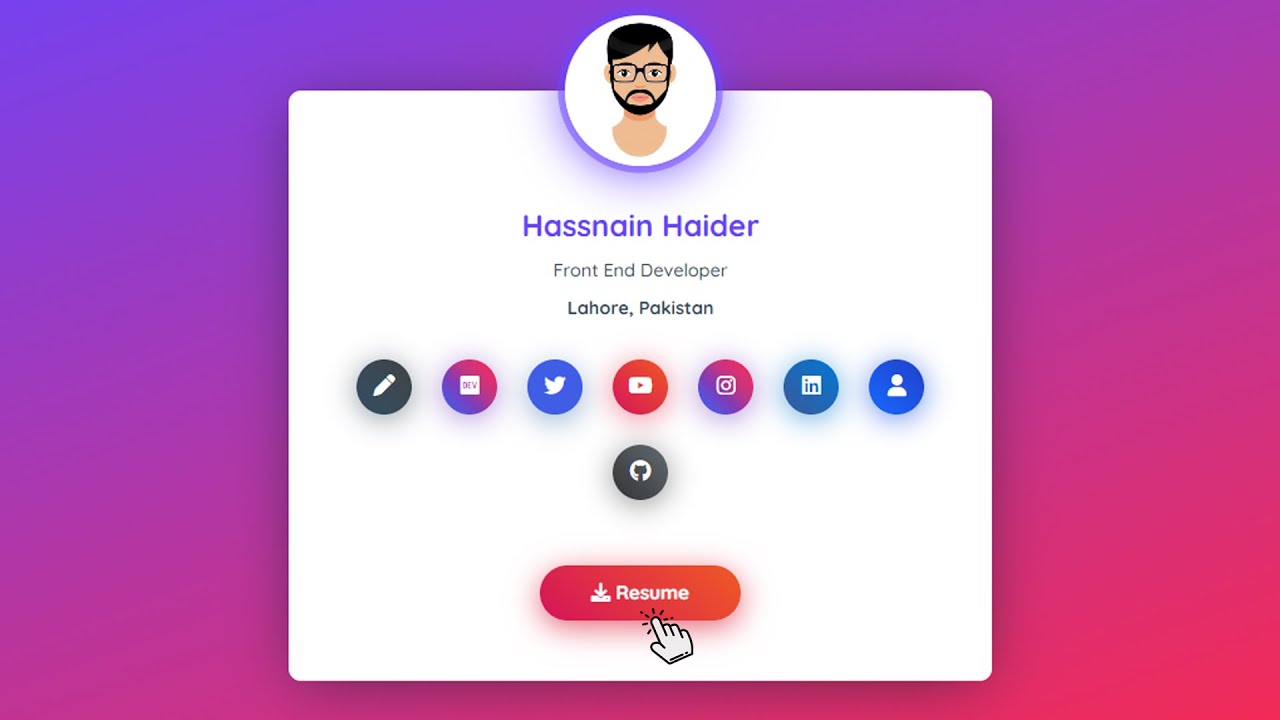 Personal Profile Webpage Design With Social Links Using HTML & CSS ...