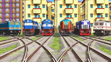 BUMPY FORKED RAILROAD CROSSING | 6 Trains Crossing Each Other at Same Tracks - Train Simulator