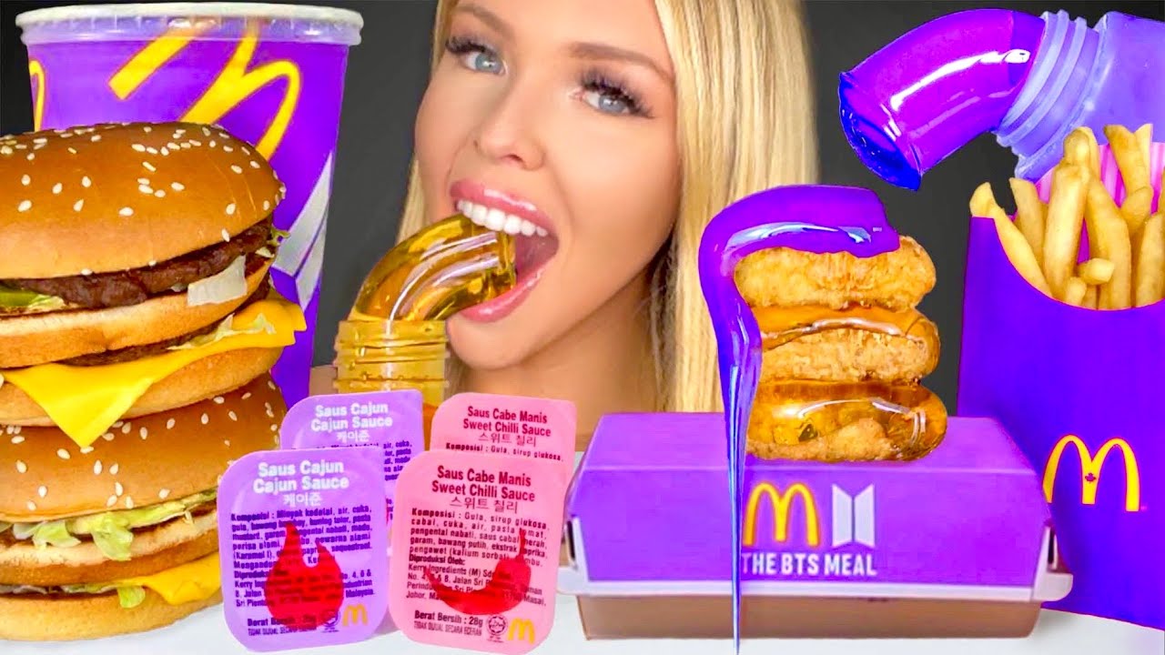 ASMR HONEY JELLY MCDONALDS MUKBANG BTS MEAL, GRAND BIG MAC, FROZEN