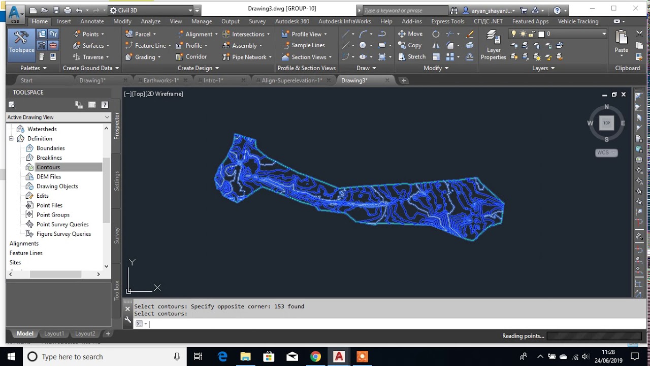 SURFACE FROM CONTOUR AND POLYLINES - YouTube