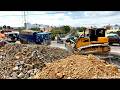 Beat The Best Landfilling flooded & Cleaning Sidewalk Highway & Cutting Slope Forest Trees, Roots