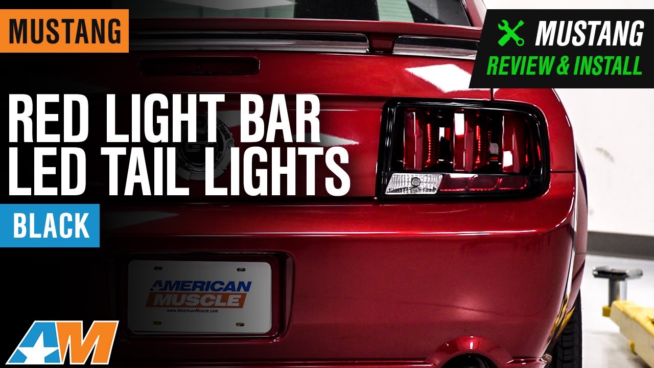 Mustang Red Light Bar LED Tail Lights; Black Housing; Clear Lens