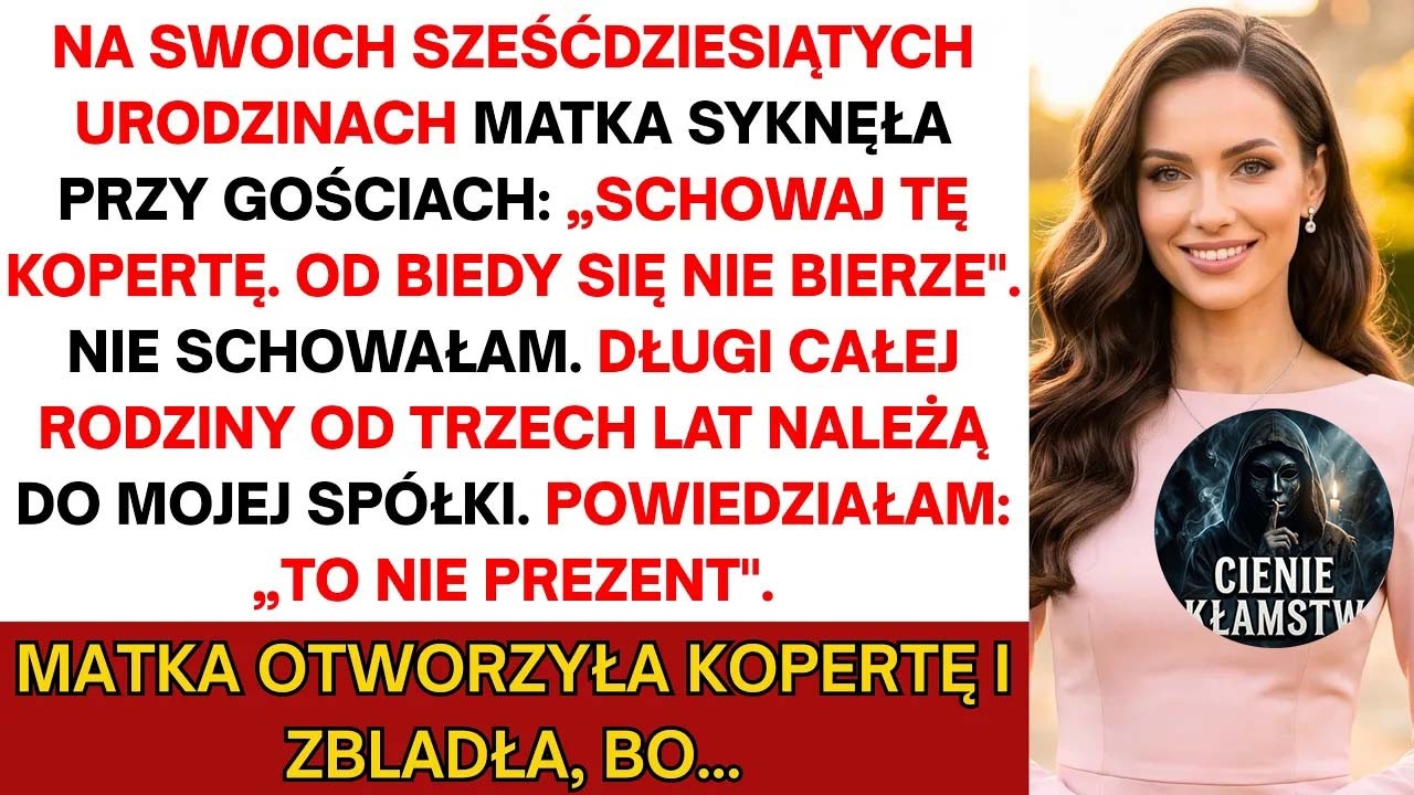 „Schowaj tę kopertę, od biedy się nie bierze" – usłyszałam na 60. urodzinach własnej matki, przy czterdziestu gościach, w sali bankietowej pod Wołominem. Nie wiedziała, że od trzech lat trzymam w...