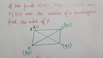 if the points A(6,1) , B(8,2) , C(9,4) and D(p,3) are the  vertices of ||gm  find the value of p