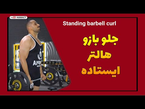 آموزش حرکت جلو بازو هالتر ایستاده آموزش بدنسازی
