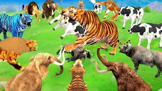 Zombie Tiger Wolf vs Monster Lion Attack Cow Buffalo Baby Elephant Rescue By Woolly Mammoth Elephant