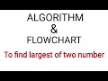 Algorithm & flowchart to find largest of two numbers | Algotitm & flowchart |