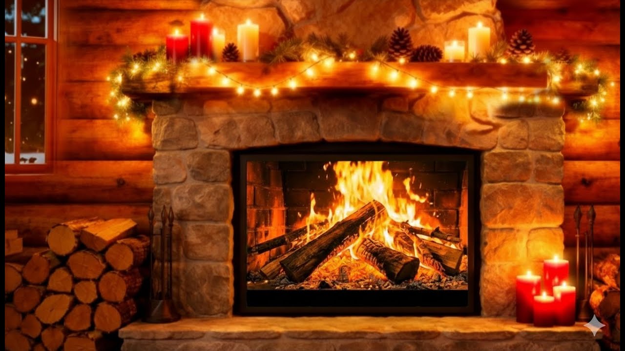 🔥Cozy Fireplace Crackling 24/7 | ❄️Snowy Winter Cabin Ambience