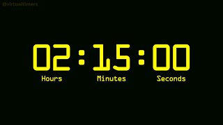 2 Hours and 15 Minutes Countdown Timer with Alarm & Time Markers / Chapters - Retro Digital - Yellow