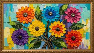 Abstract Floral Impasto Painting | Modern Decorative TV Art 2 Hours