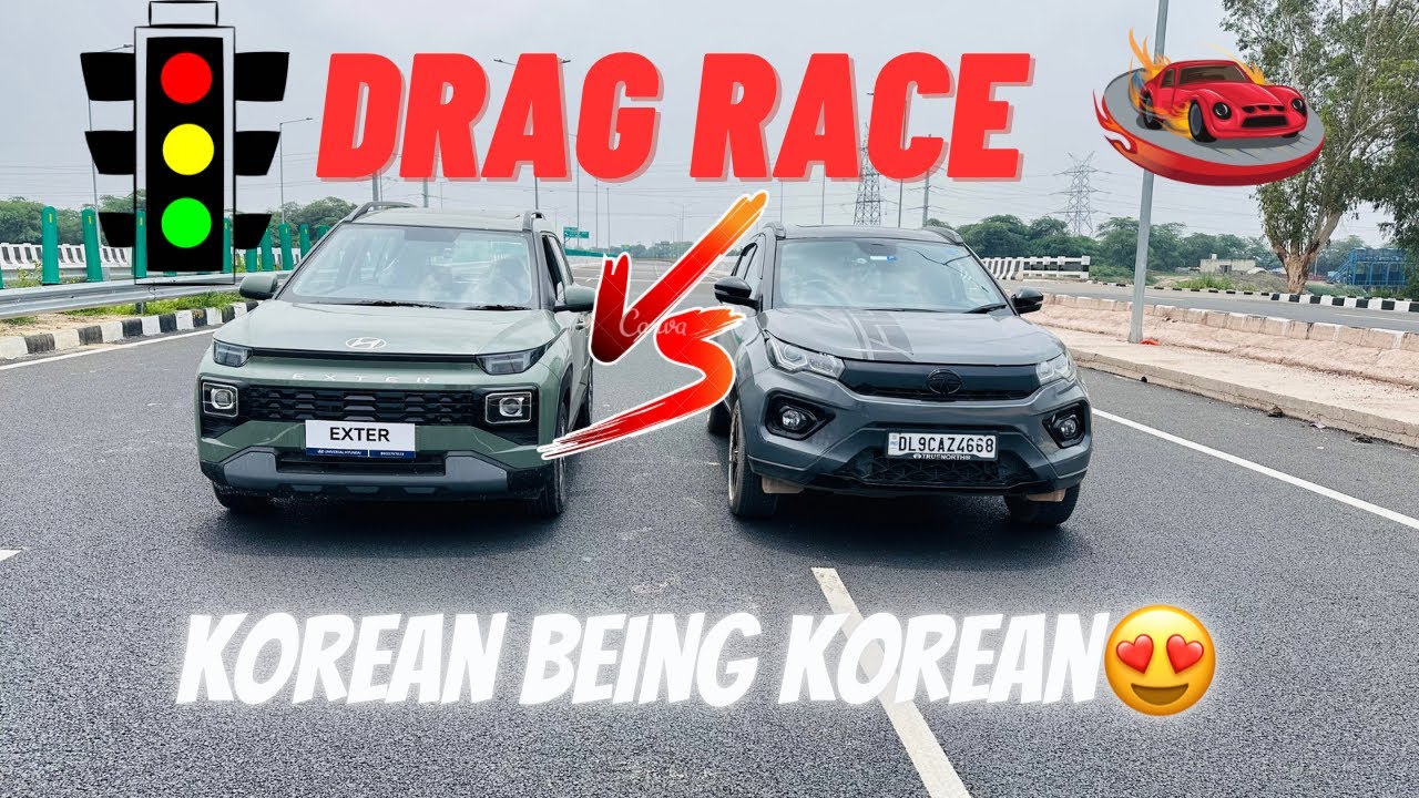 Tata Nexon vs Hyundai Exter Drag Race🚀🚘 1.2 NA vs 1.2 Turbo AMT vs
